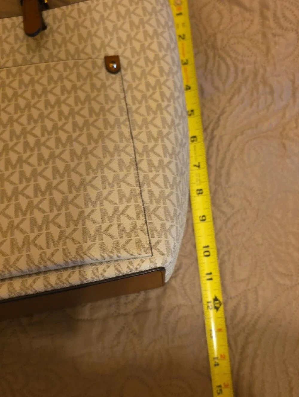 Michael Kors Vanilla Signature MK Tote with Acorn Trim